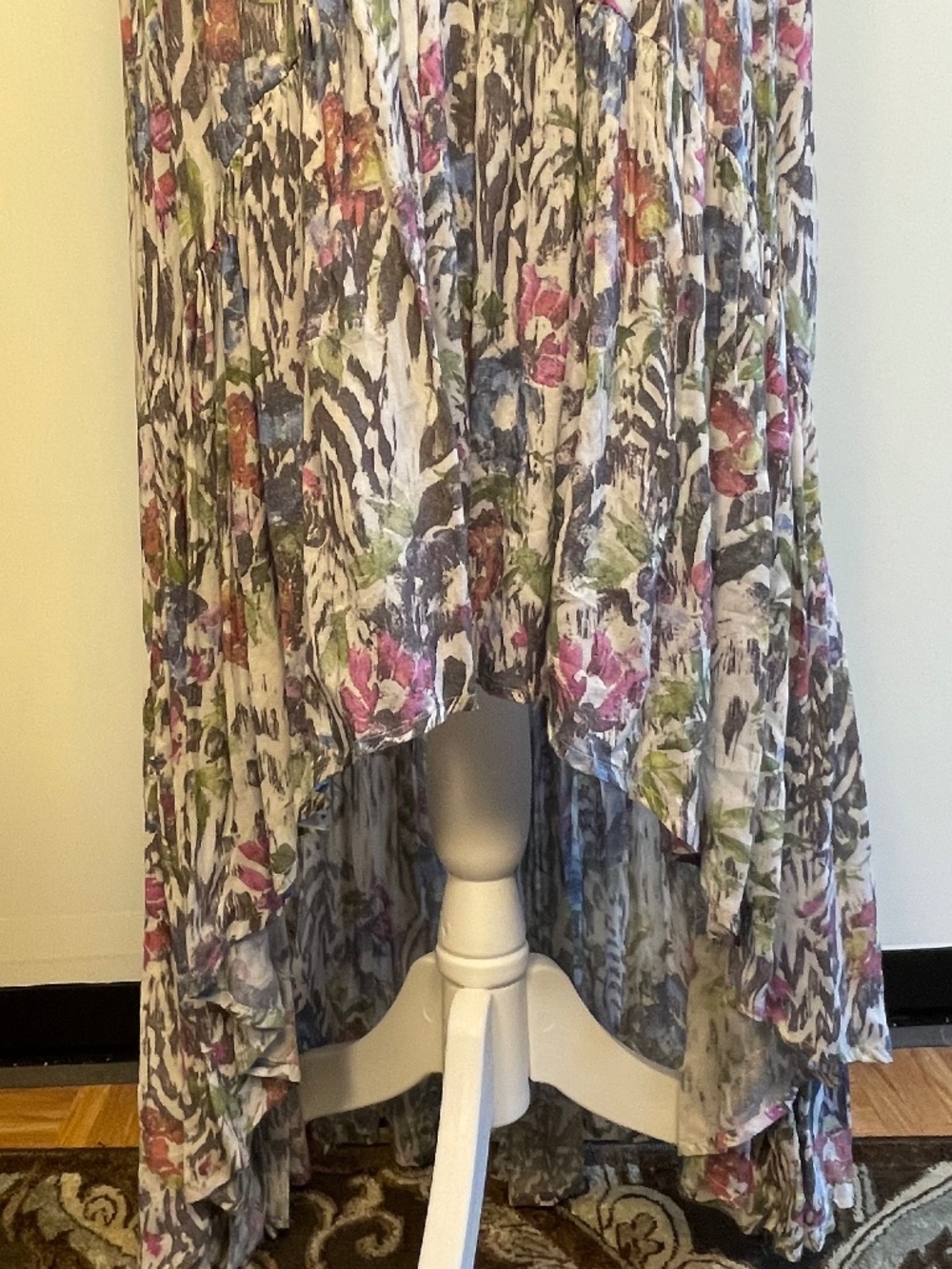 FREE PEOPLE High-Low Maxi Dress Romantic Floral Zebra NWT - Stone Combo Size 10 - Picture 7 of 16